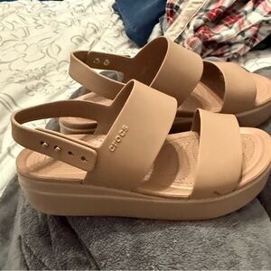 CROCS Women's Beige Platform Sandals